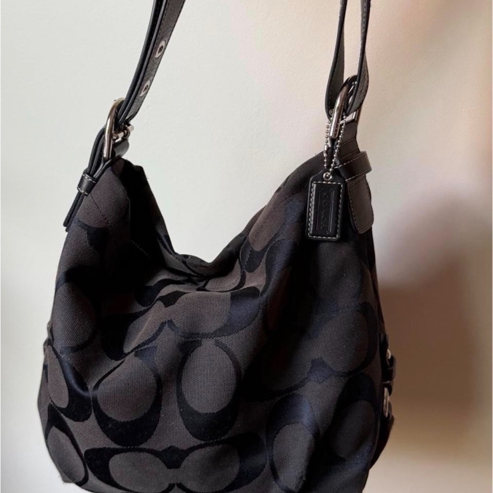Coach slouchy Black Signature Pattern Shoulder Bag